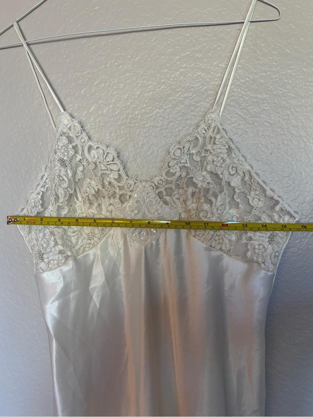 Silky Satin Ivory Lace-Trim Slip Dress Women's Intimates Bridal Babydoll Style - Picture 4 of 9